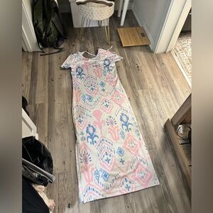Dudley Stephens Pink and Blue Patterned Maxi Dress
